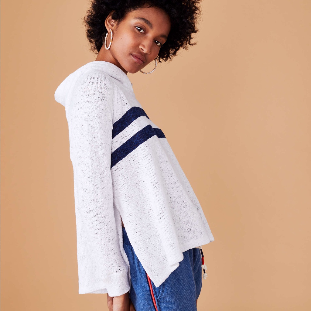 Sundry White Stripes Hoodie Sweater Size 1